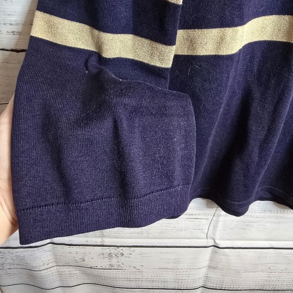 NWT Michael Kors Navy Striped Sweater With Chain Lace Up Womans Size Medium - Picture 6 of 8